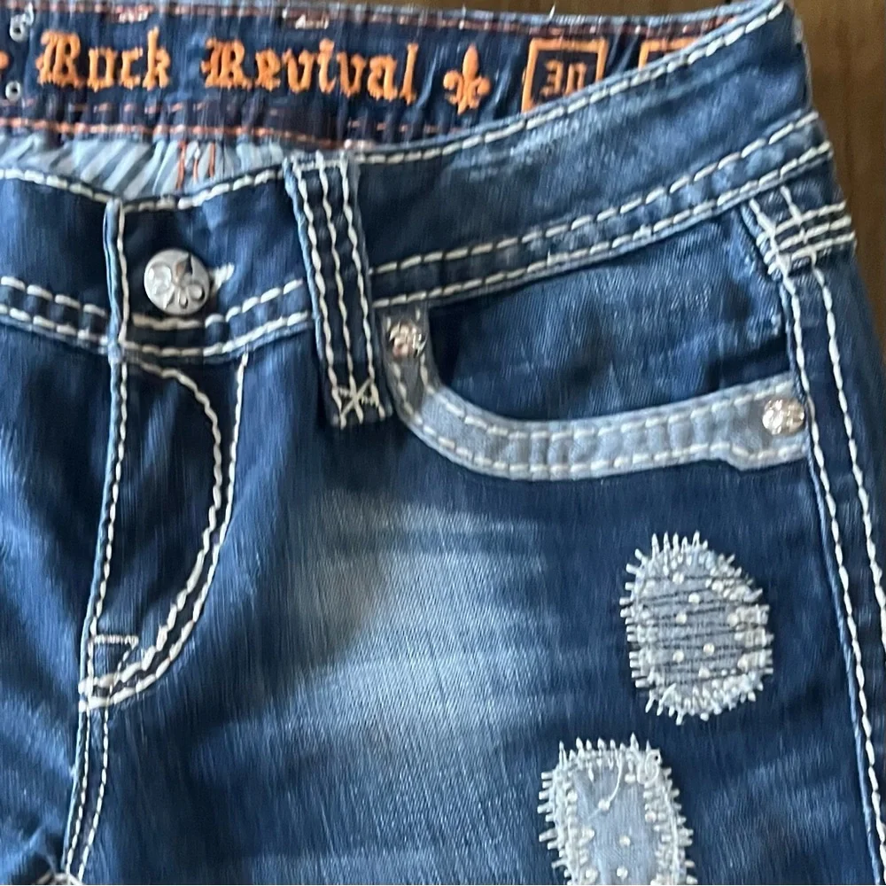 Rock Revival Alanis Boot Cut Woman’s Jeans Size 30 Denim Wash Embroidered - Picture 13 of 16